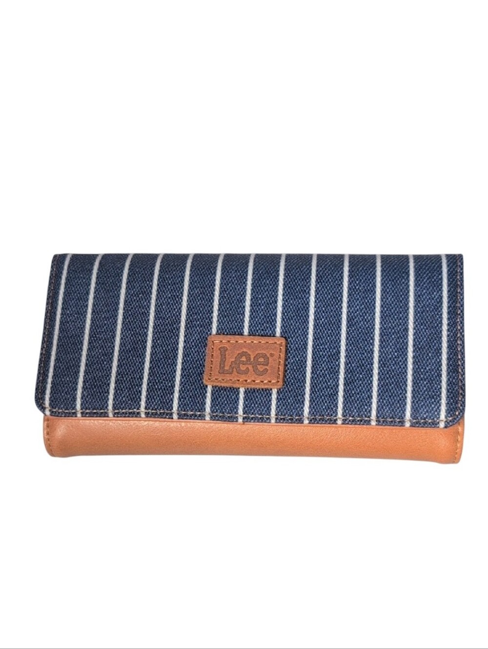 Montana West X Lee Tri-Fold Wristlet Wallet Denim Stripe & Faux Leather